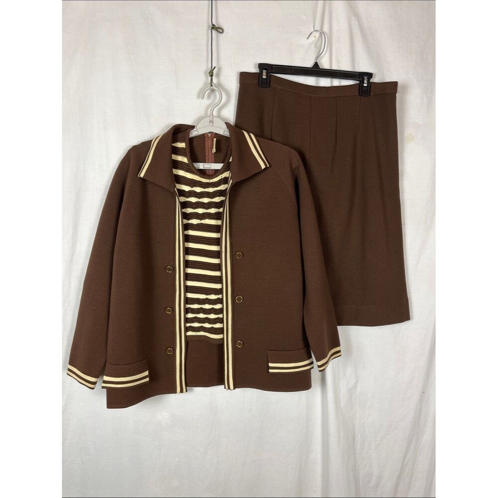 Vintage 1960 Penney's International Imports 100% Wool Brown and Tan 3 Piece Suit